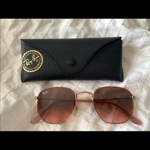 Hexagonal flat lenses- rose gold authentic raybans